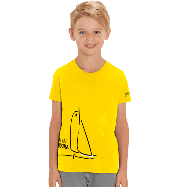 T-Shirt jaune unisexe enfant de la marque "Alan Roura" porté par un garçon